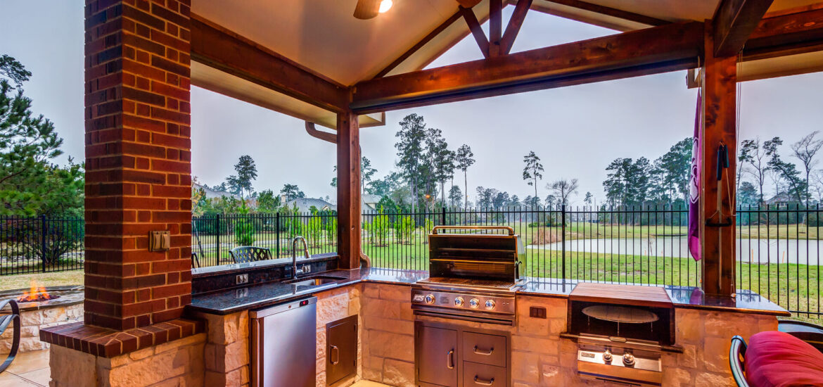Custom Outdoor Kitchen with RCS Grill, Double Side burner, Refrigerator and Sink