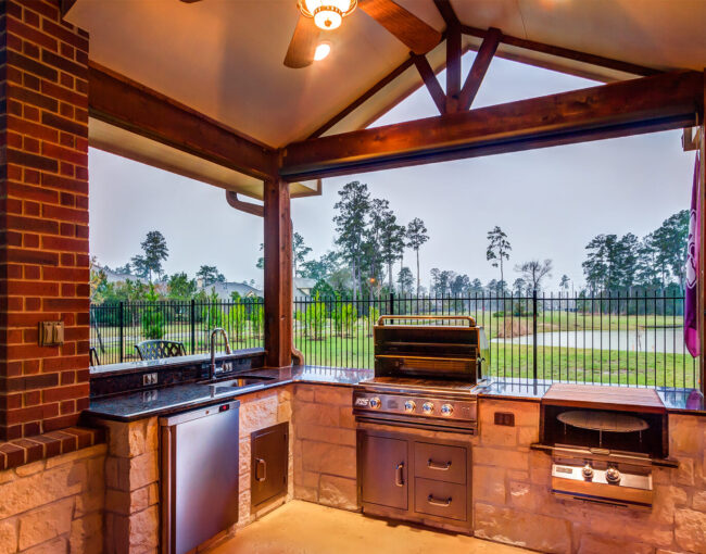 Custom Outdoor Kitchen with RCS Grill, Double Side burner, Refrigerator and Sink